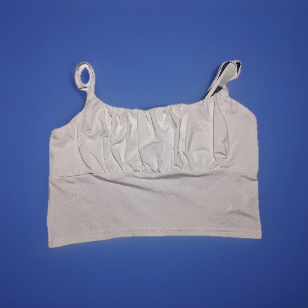 SHEIN Tall White Ruched Bust Cropped Cami Top Size L Adjustable Straps
